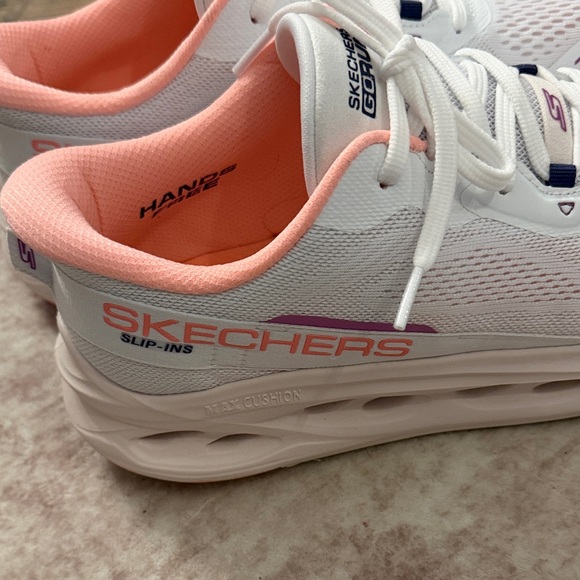 Skechers Women's White and Peach Athletic Shoes - Picture 5 of 8